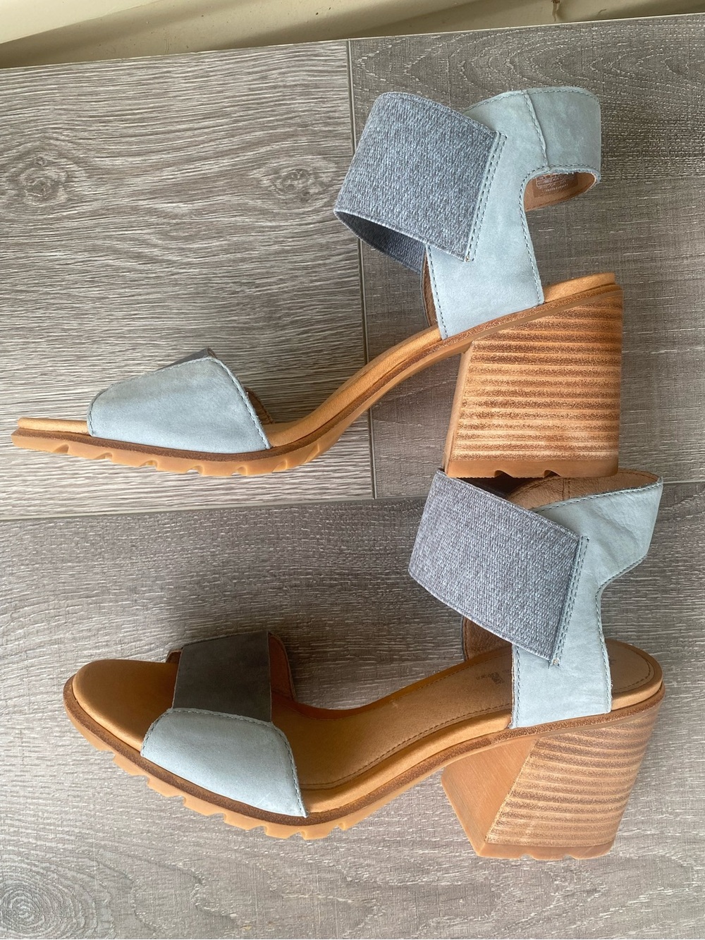 SOREL Nadia Blue Elastic Slingback Block Heel Sandals Women’s Size 10 - Picture 6 of 14